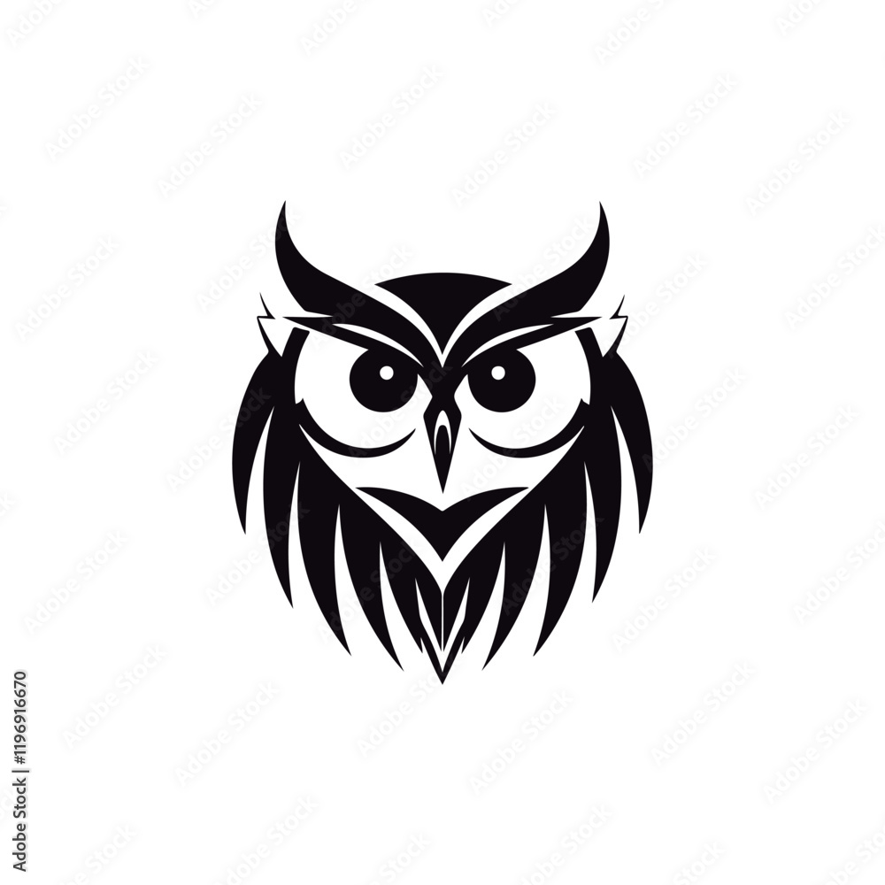 Naklejka premium Cute cartoon owl Black and white vector illustration for coloring book.