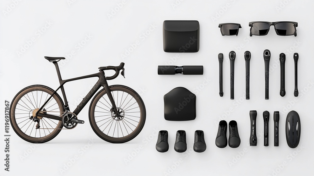Fototapeta premium Black road bike with accessories.