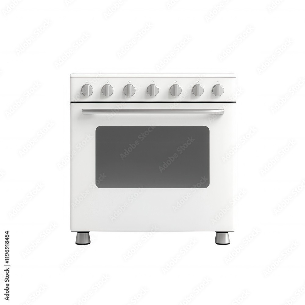 Fototapeta premium Modern white kitchen stove with oven, perfect for culinary creations and home cooking., isolated on a transparent background.