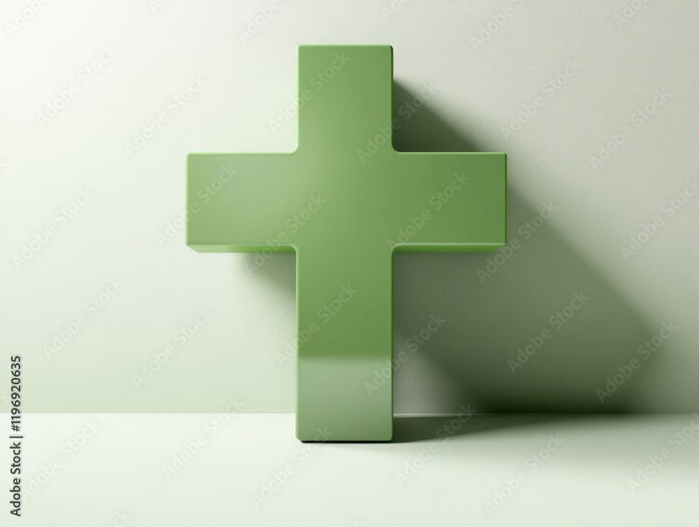 Fototapeta premium Minimal Green Medical Cross Symbol 