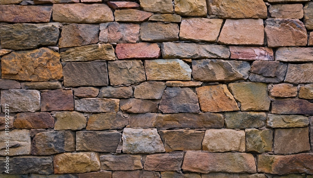 Fototapeta premium GeRustic Natural Stone Wall Texture – Authentic Earth-Toned Mosaic for Interior and Exterior Design, Garden Pathways, Accent Walls, and Architectural Projects