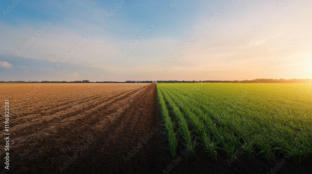 Obraz premium Economic growth and inequality impact on poverty in agriculture rural landscapes high-contrast viewpoint
