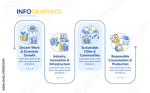 Financial social growth rectangle infographic vector. Employment, work. Economics organization. Data visualization with 4 steps. Editable rectangular options chart. Lato-Bold, Regular fonts used