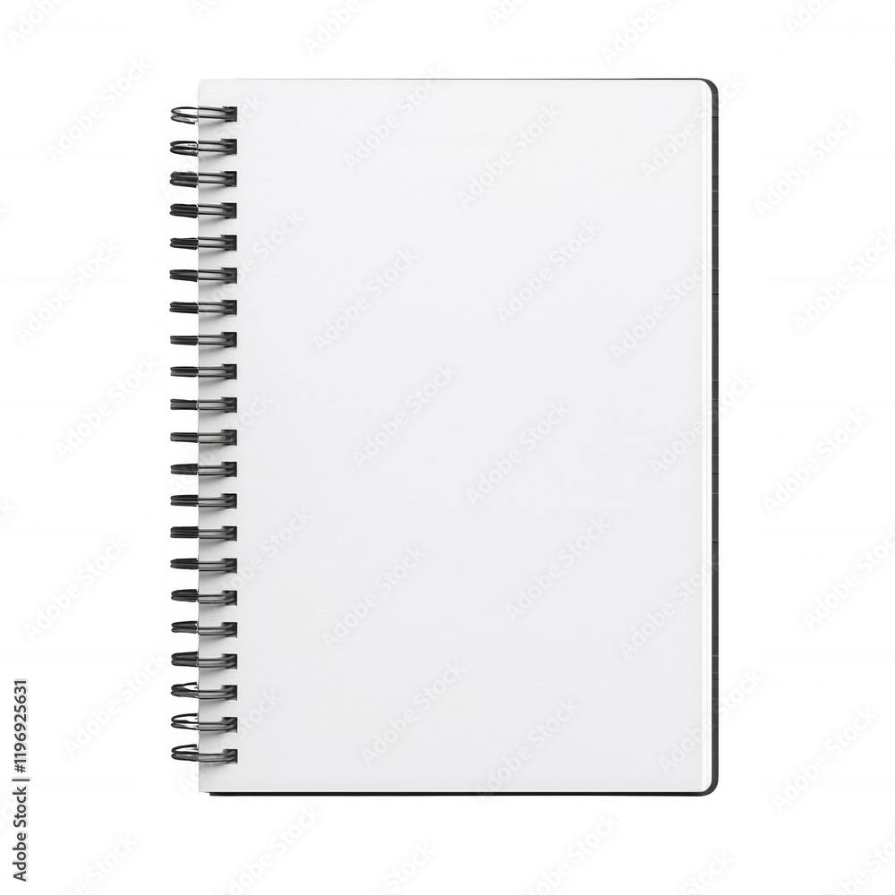 A blank spiral notebook ready for creative writing, drawing, or note-taking., isolated on a transparent background. A blank spiral notebook ready for creative writing, drawing, or note-taking., isolated on a transparent background.