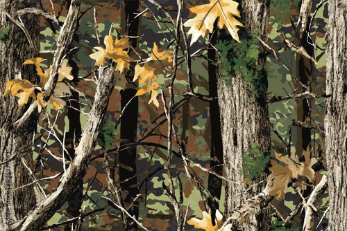 Real Tree Forest Pattern for Seamless Hunting and Military Camouflage