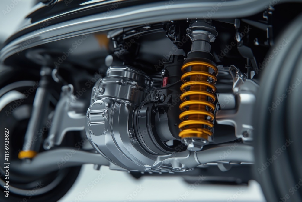 High-quality image of a motorcycle's front suspension, ideal for automotive or transportation-themed projects High-quality image of a motorcycle's front suspension, ideal for automotive or transportation-themed projects