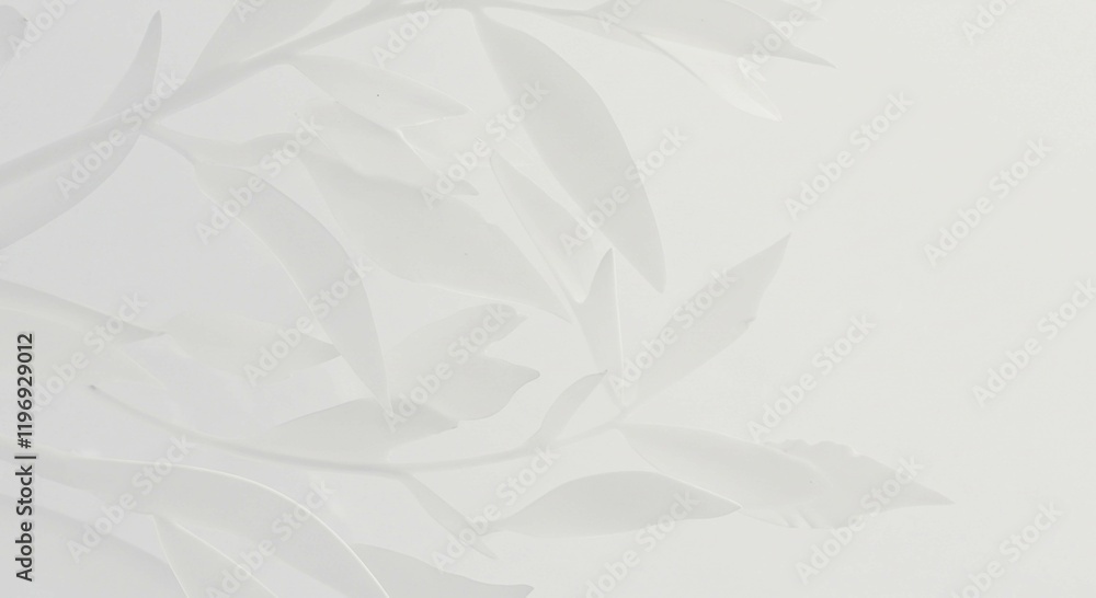 Obraz premium Elegant White Floral Design Paper Cutout Leaves Minimalist Background