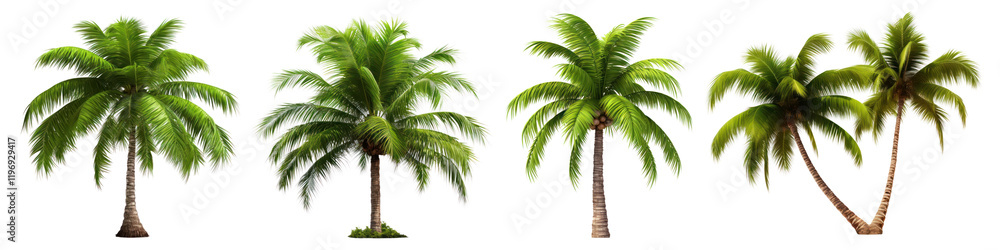 Naklejka premium Coconut tree tropical plant png cut out element set, transparent background