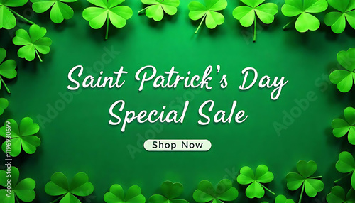 Wallpaper Mural Saint Patrick's Day Special Sale: Shamrock Design on Green Background – Shop Now! Torontodigital.ca