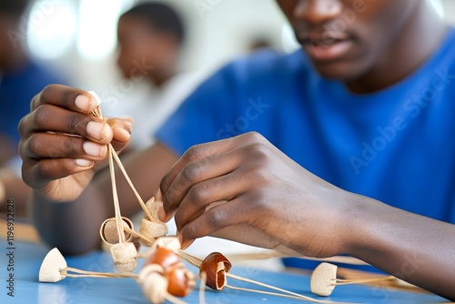 Child s Hands Building with Natural Materials photo