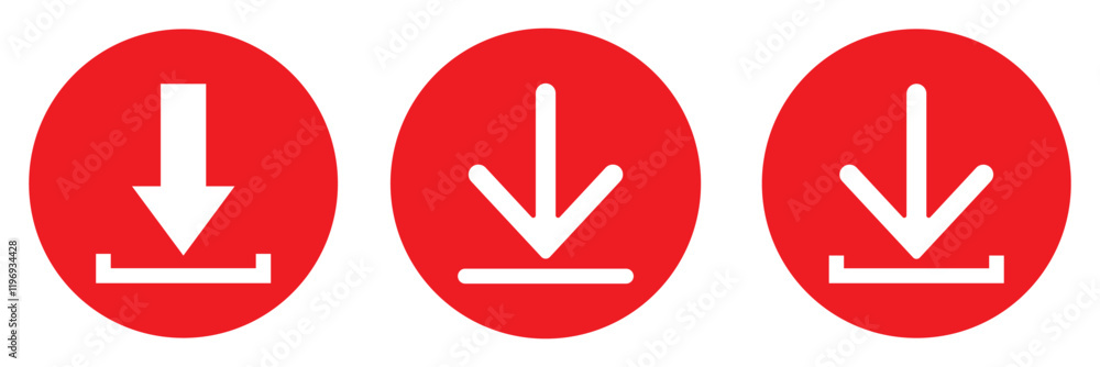 download icon vector illustration on white background. Red download icon. icon set. Download button collection.  install symbol. Download icon. Modern, simple flat vector illustration. 