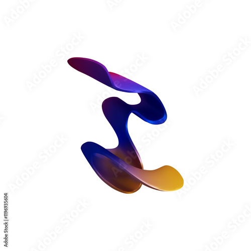 Abstract curve ribbon, vector multicolored gradient swirl tape, volume wave shape, dynamic rainbow smooth twist texture