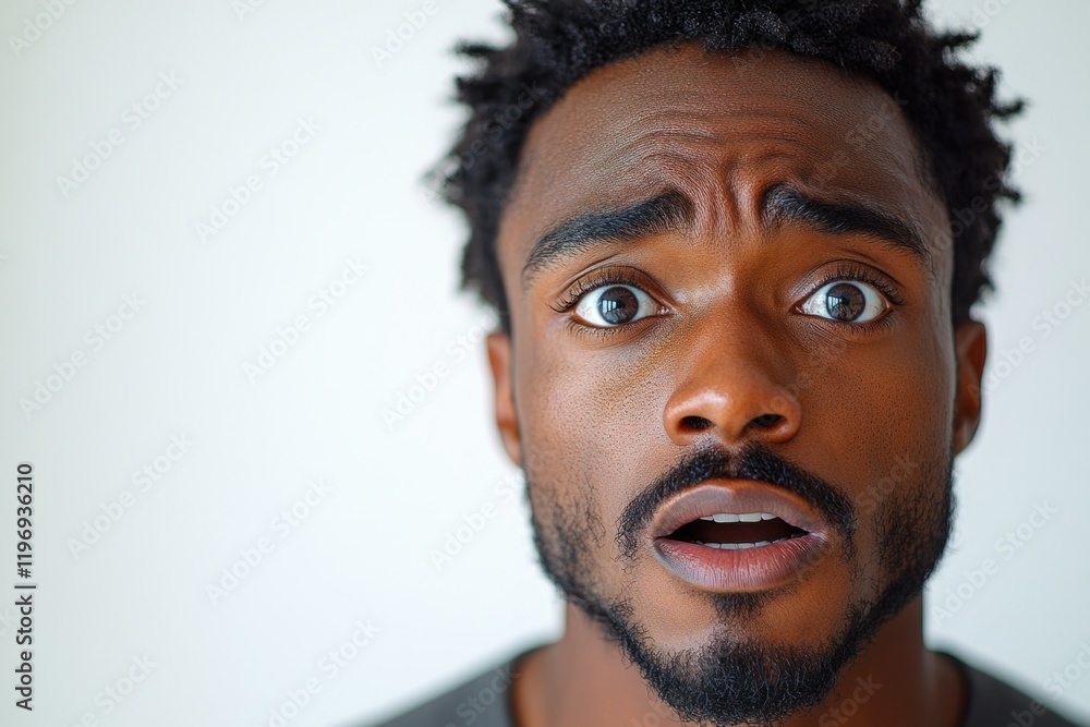 A person with an astonished face, conveying surprise or shock A person with an astonished face, conveying surprise or shock