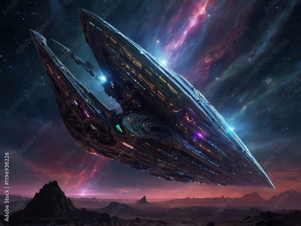 ufo in space, spaceships in the galaxy, galaxy background ufo in space, spaceships in the galaxy, galaxy background