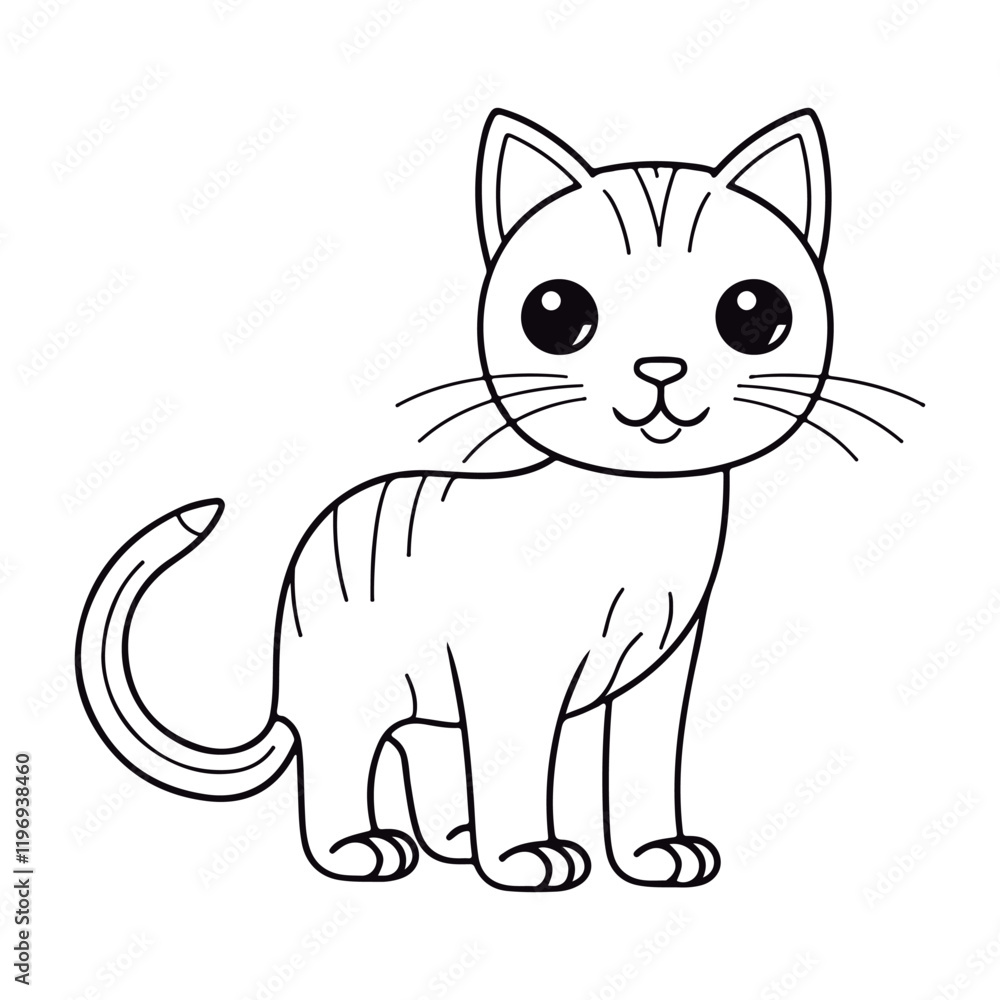 Fototapeta premium Cute cartoon baby Chartreux kawai illustration