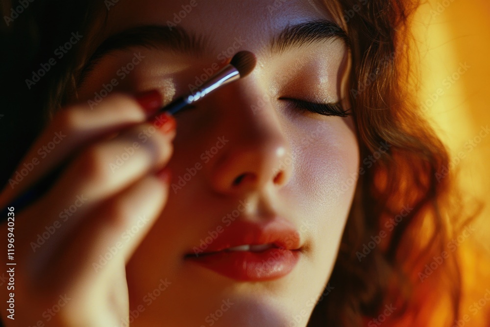 Obraz premium A close-up shot of a woman holding a brush near her eye