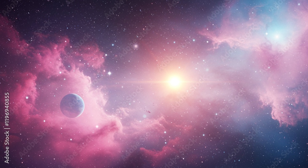 Cosmic Nebula Pink Galaxy Stars Planet Space Background Cosmic Nebula Pink Galaxy Stars Planet Space Background