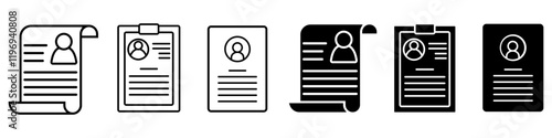 CV icon vector set. Resume illustration sign collection. user data symbol or logo.