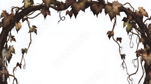 Autumnal Vine Frame: A Darkly Romantic Botanical Illustration photo