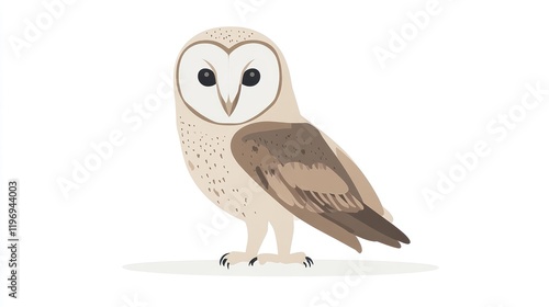 Barn owl standing alone against a plain background, illustration for nature guides photo