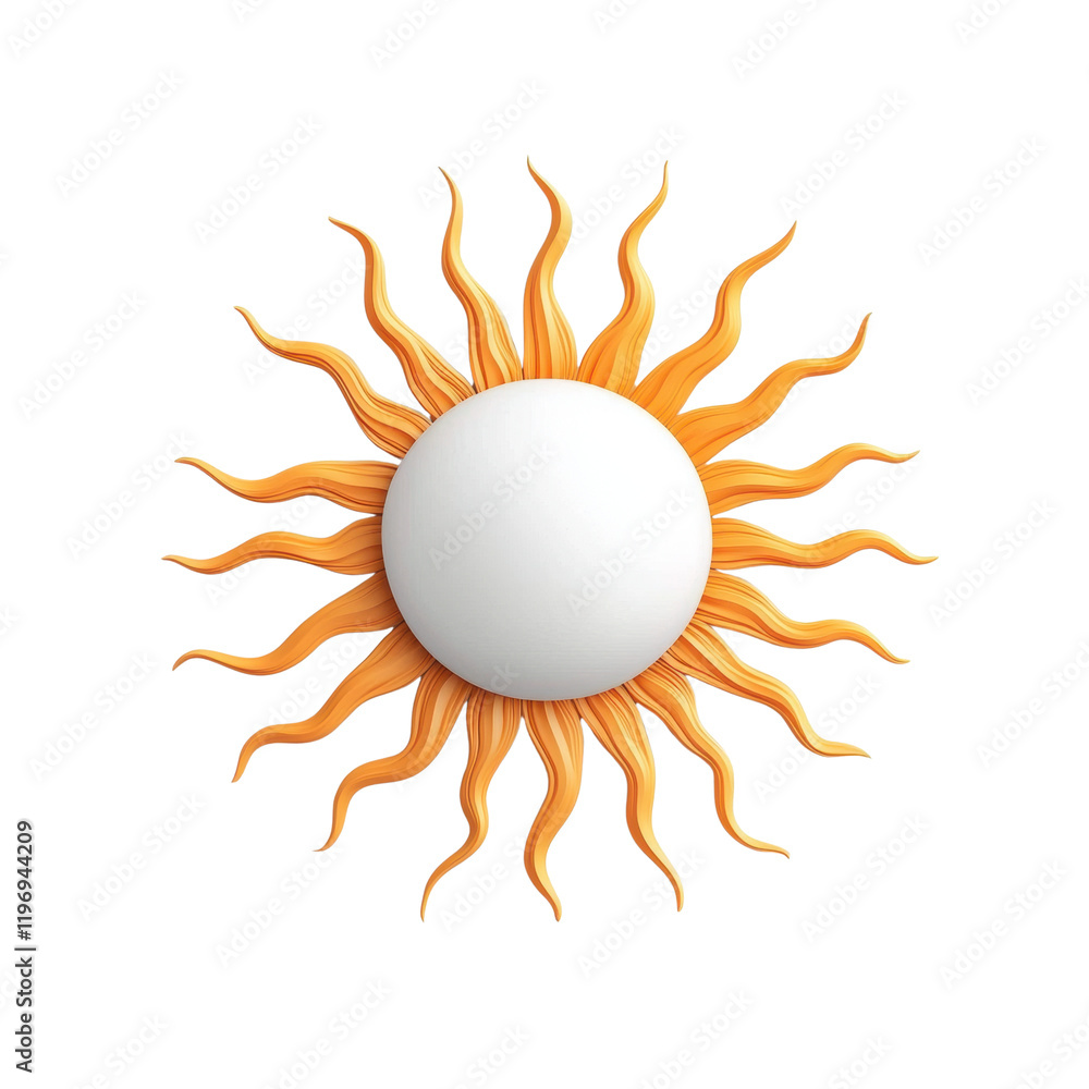 Naklejka premium Stylized sun icon with wavy rays