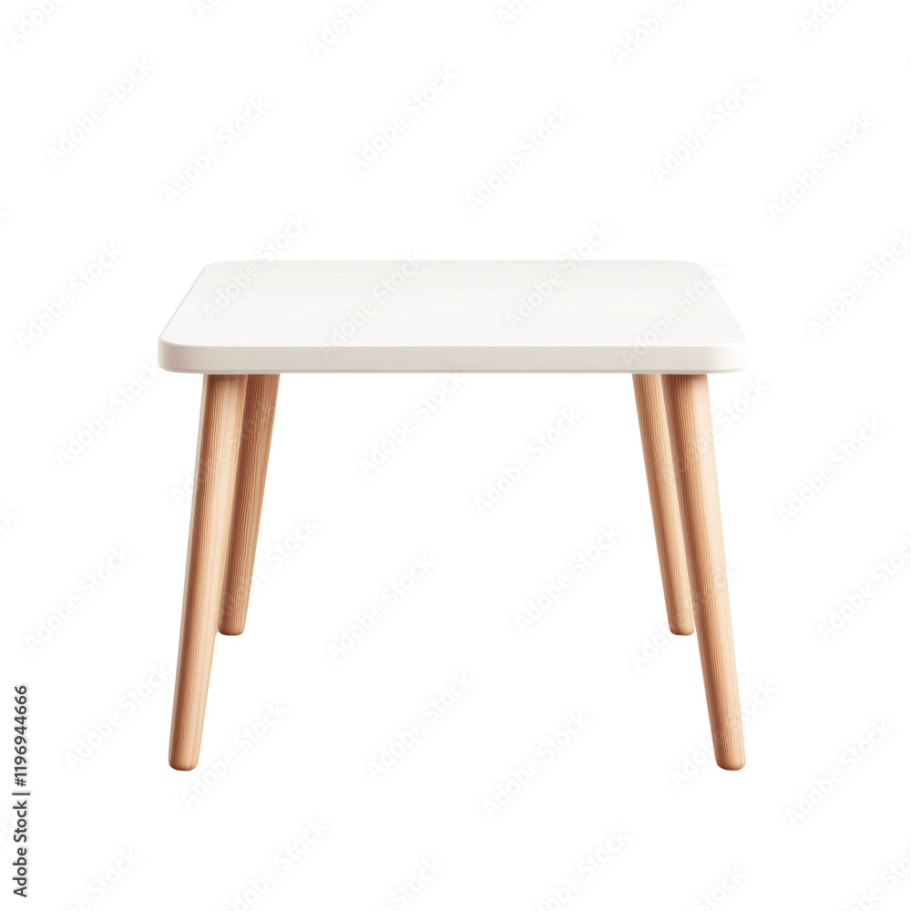 Modern minimalist white table with wooden legs Modern minimalist white table with wooden legs