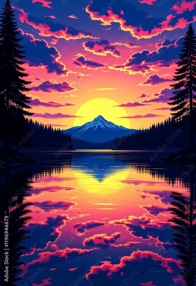 Sunset Tranquil Lake Reflections Serene Nature Vaporwave 8K Photorealistic Wallpapers Posters Editorial Content Sunset Tranquil Lake Reflections Serene Nature Vaporwave 8K Photorealistic Wallpapers Posters Editorial Content