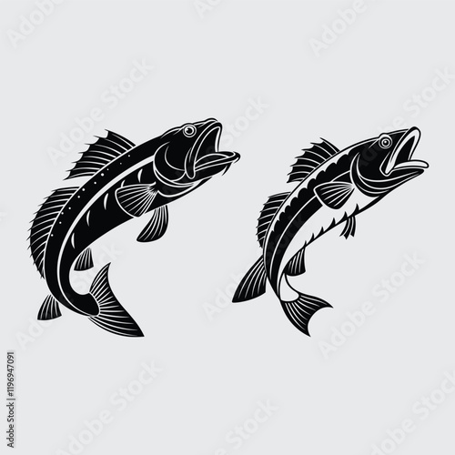 Lingcod fish image silhouette vector art and illustration