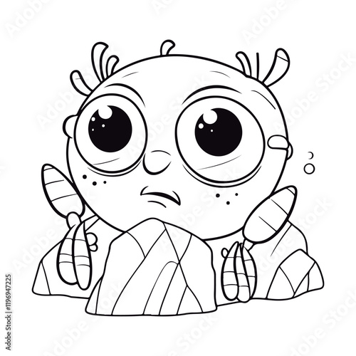 Coloring book for children Rock Lobster Black and white vector illustration.