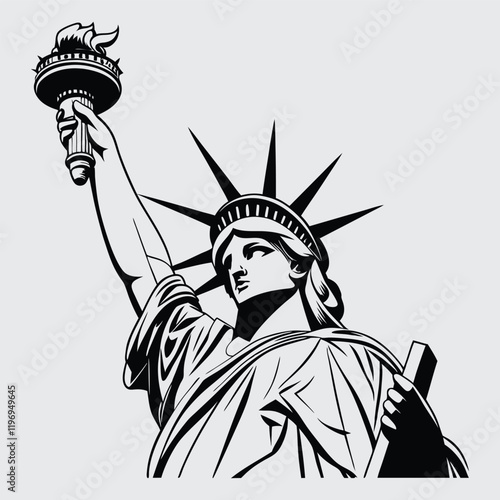Statue of liverty image silhouette vector art and illustration