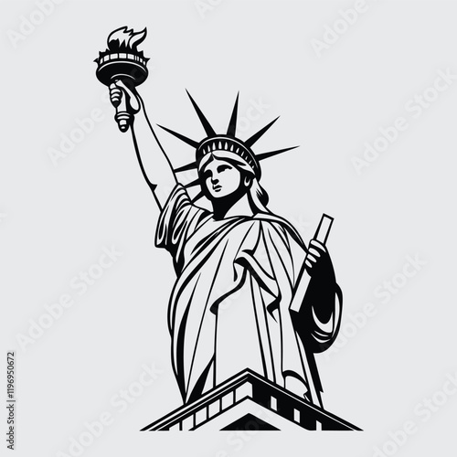 Statue of liverty image silhouette vector art and illustration