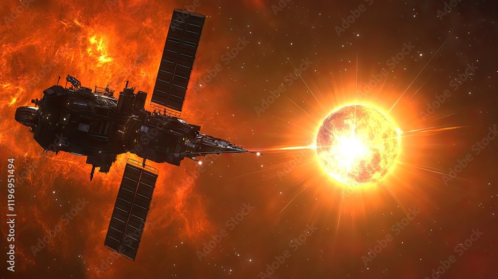 Naklejka premium A stunning space backdrop of the sun shining brightly behind Earth's silhouette.