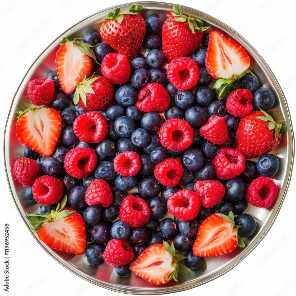 Obraz premium A platter of assorted fresh berries including strawberries, blueberries, and blackberries