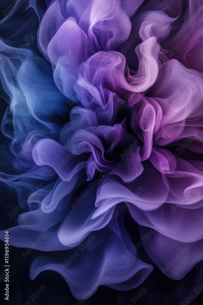 Fototapeta premium Color Therapy Month Ethereal purple and blue smoke swirls creating dreamlike patterns