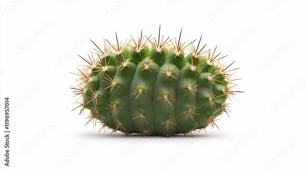Green cactus with spines isolated on white background. Green cactus with spines isolated on white background.