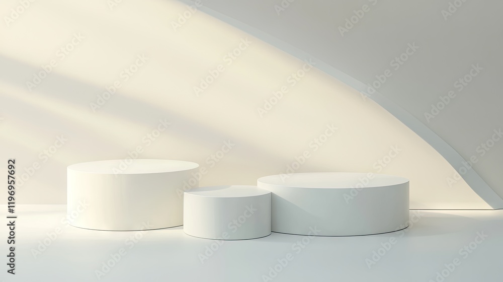 Minimalistic D exhibition background with clean white walls and soft spotlights. Minimalistic D exhibition background with clean white walls and soft spotlights.