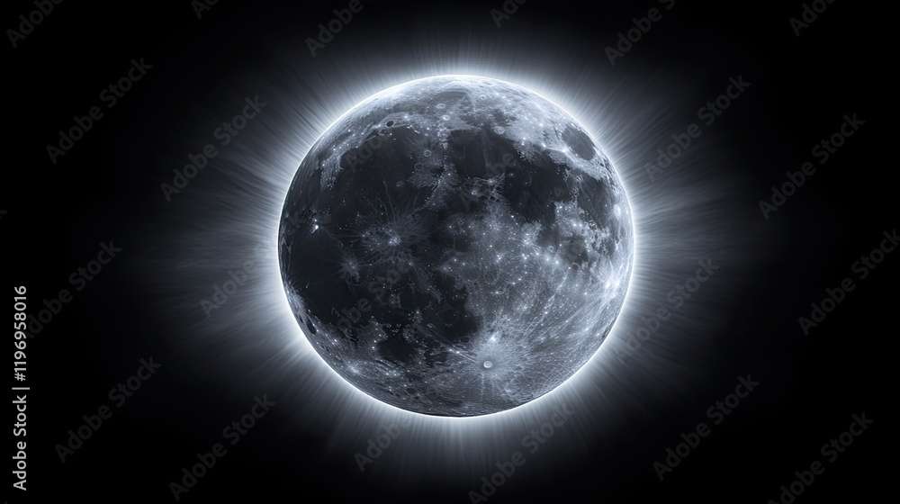 Obraz premium The Earth's shadow falling on the moon during a lunar eclipse, with sunlight creating a halo.