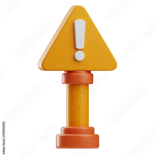 Stylized Yellow Warning Sign with Exclamation Mark