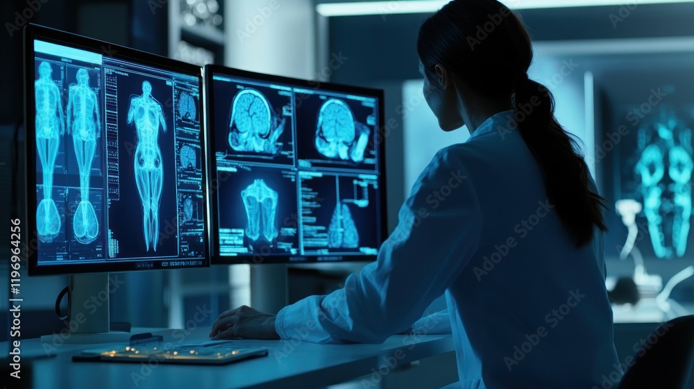 Doctor Analyzing Medical Scans on Computer Doctor Analyzing Medical Scans on Computer