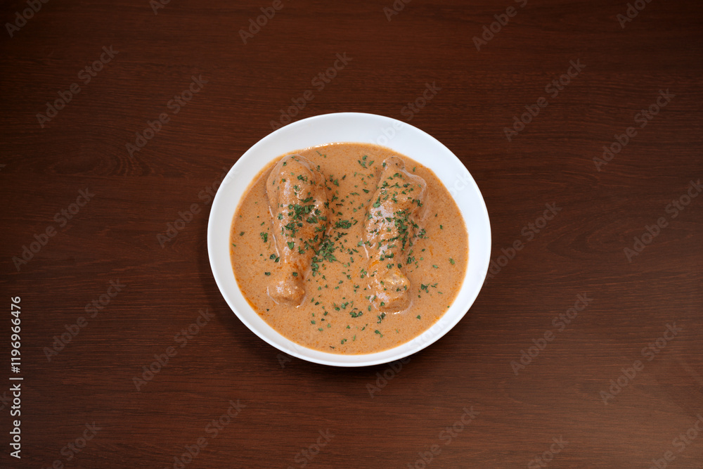 Chicken mafe stew in peanut butter. Traditional African recipe cuisine Chicken mafe stew in peanut butter. Traditional African recipe cuisine