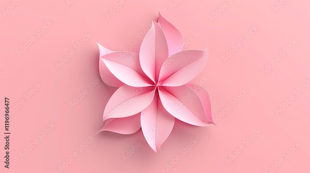 Fototapeta premium A pink paper flower on a pink background.