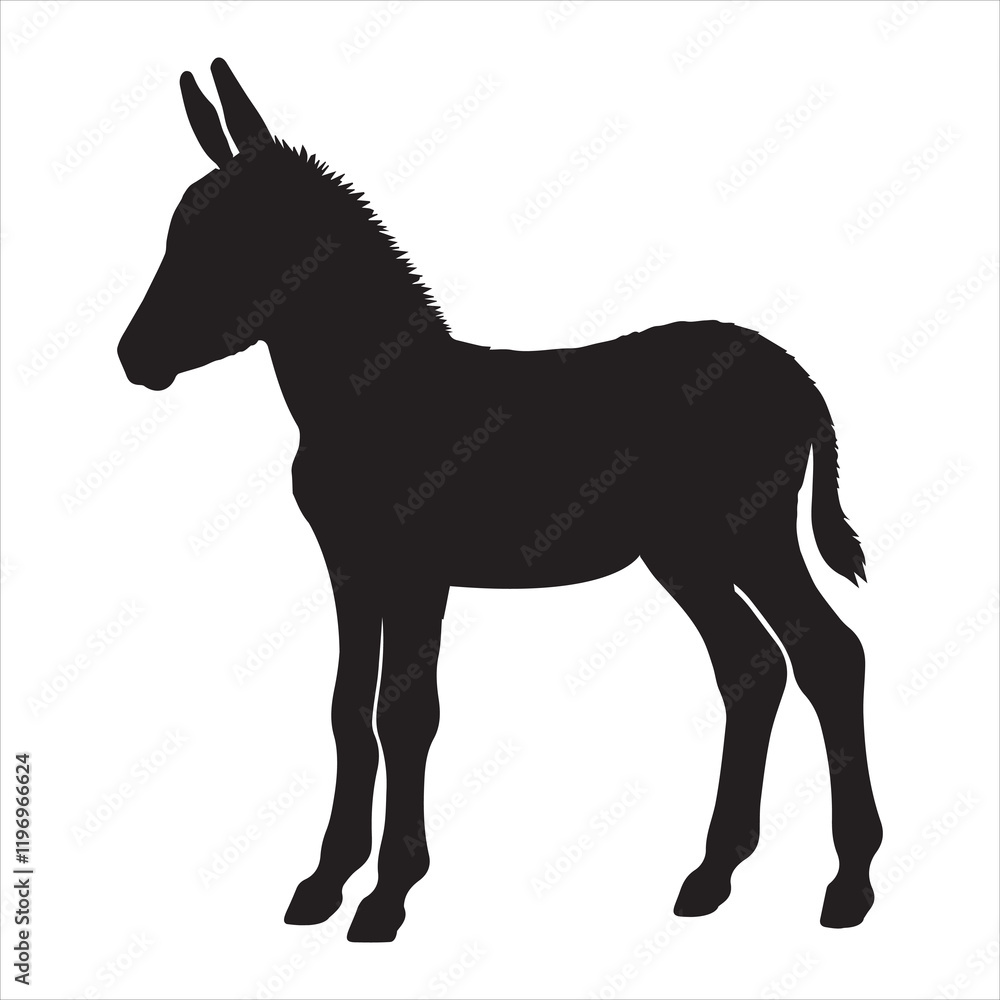 Obraz premium Donkey standing silhouette vector illustration, Catalan donkey animal clipart Design 
