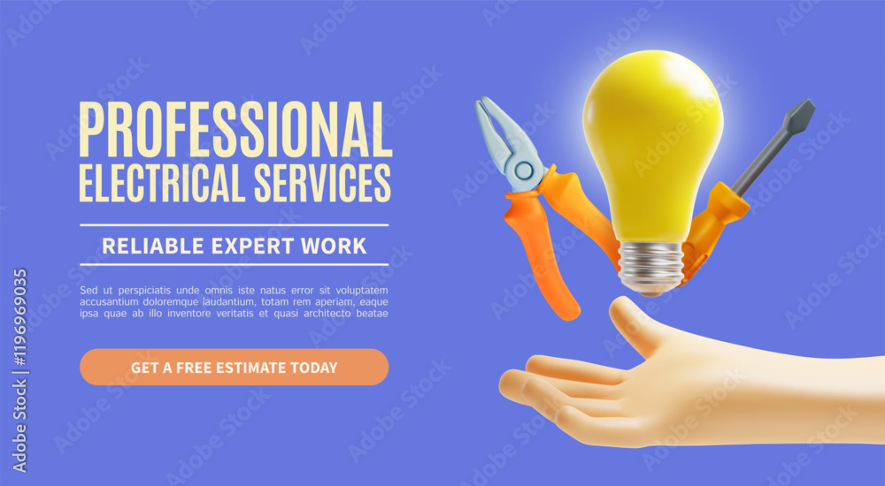 Εκτύπωση καμβά 3d Professional Electrical Service Concept Ads Banner Promotion Poster Card