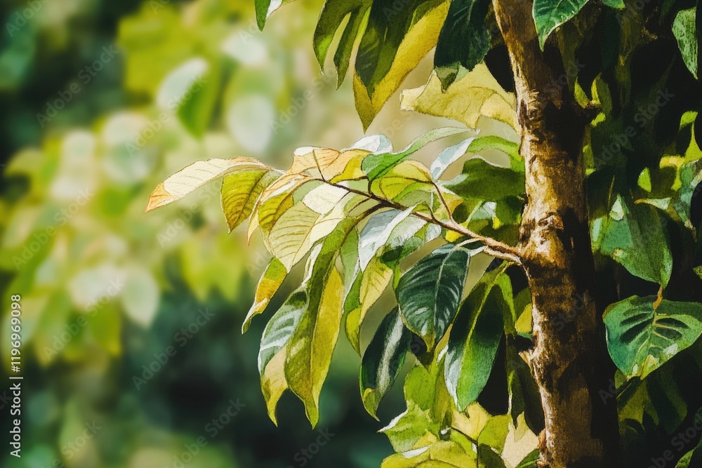 Obraz premium A small bird sitting comfortably on a tree branch, enjoying the view