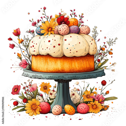 Illustration of Easter Kulich