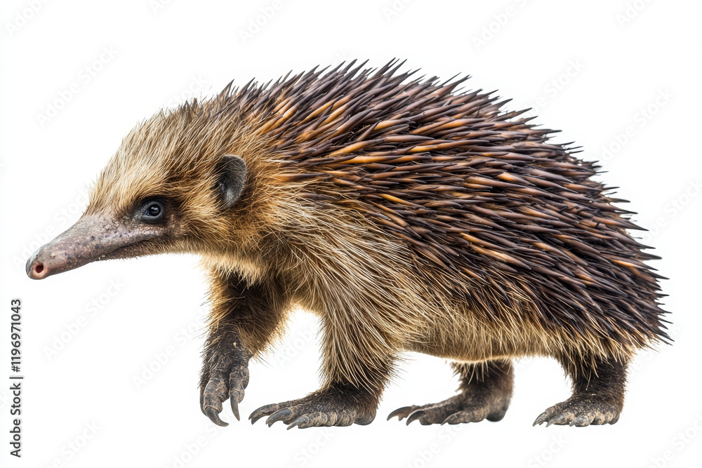 Echidna: spiny mammal with a long snout, walking. Echidna: spiny mammal with a long snout, walking.
