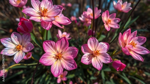 Pink flowers blooming in garden.