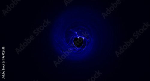 dark background with heart illustration made with thin lines abstract and artistic feel