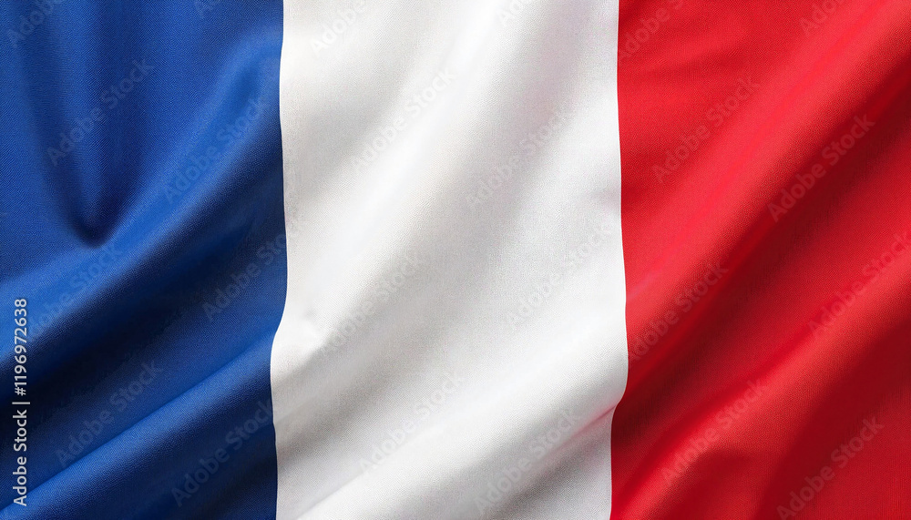Close-up of French flag fabric textures, national pride Close-up of French flag fabric textures, national pride