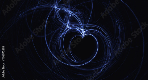 dark background with heart illustration made with thin lines abstract and artistic feel
